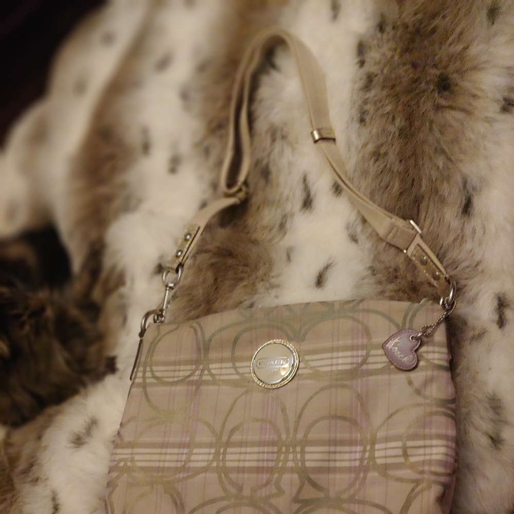 Coach lavender and beige plaid pag - Picture 2 of 6